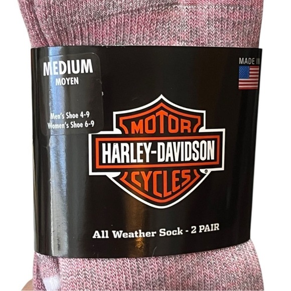 Harley-Davidson Heathered Pink All Weather Socks, 2 Pairs, Size M, NWT - Picture 4 of 6